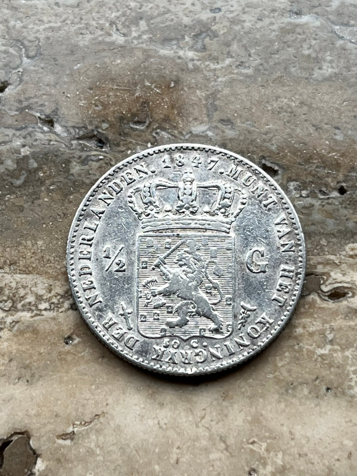 1/2 gulden 1847 Willem II, zeldzaam, Postzegels en Munten, Munten | Nederland, Zilver, Ophalen of Verzenden, Losse munt, 2½ gulden