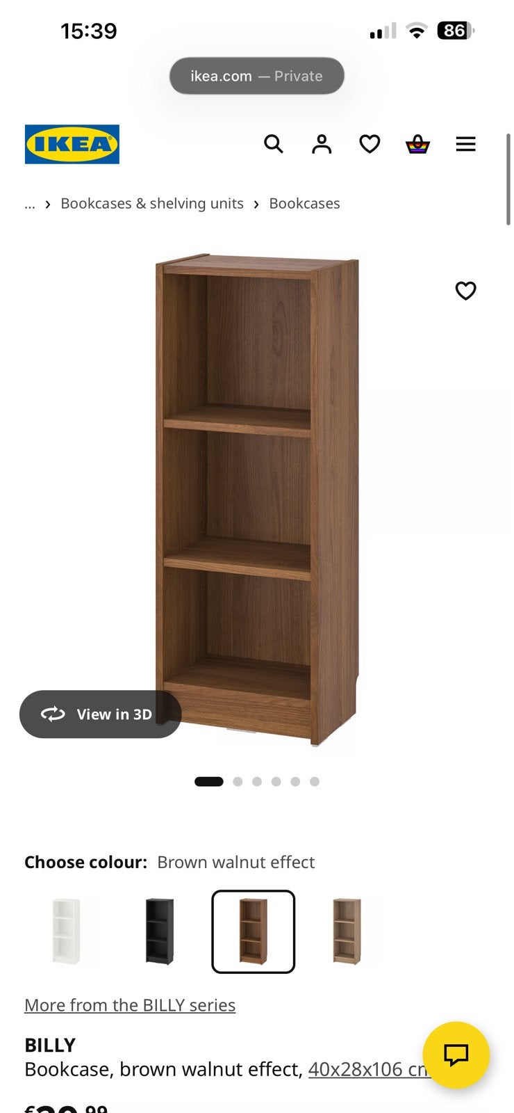 Billy Bookshelf Ikea UNOPENED, Ophalen, Minder dan 50 cm, 100 tot 150 cm, Nieuw