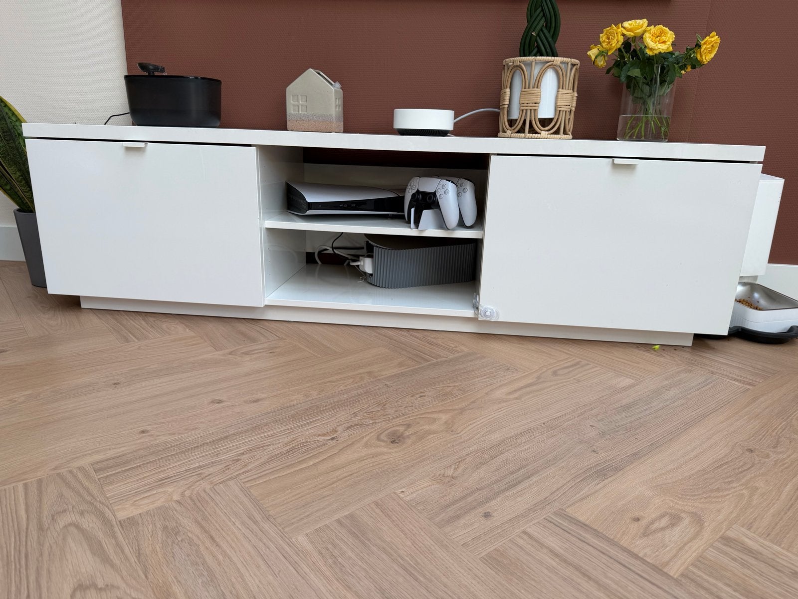 Ikea BYÅS TV-meubel, hoogglans wit, Huis en Inrichting, Kasten | Televisiemeubels, Ophalen, Overige materialen, 150 tot 200 cm