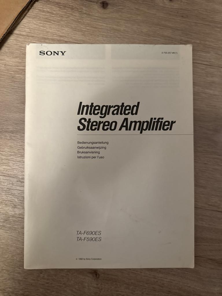Sony Integrated Stereo Amplifier Handleiding TA-F690ES TA-F5, Ophalen of Verzenden, Gebruikt, Stereo, Sony