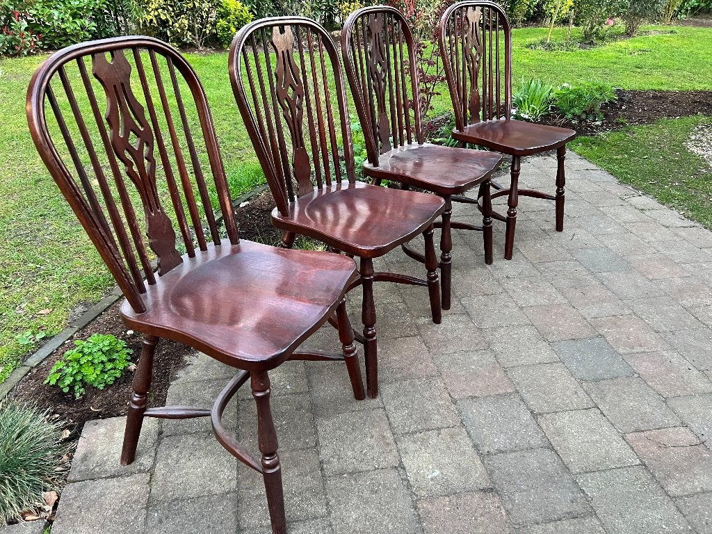 Set van 4 Windsor stoelen – massief hout kersenkleur, Ophalen, Windsor, Bruin, Zo goed als nieuw