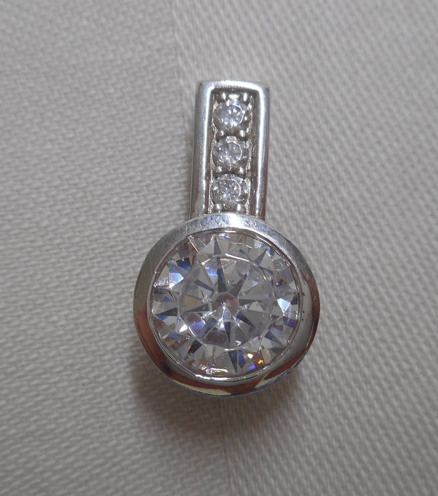 Zilveren hanger met heldere stenen nr.1784, Verzenden, Zo goed als nieuw, Zilver, Zilver