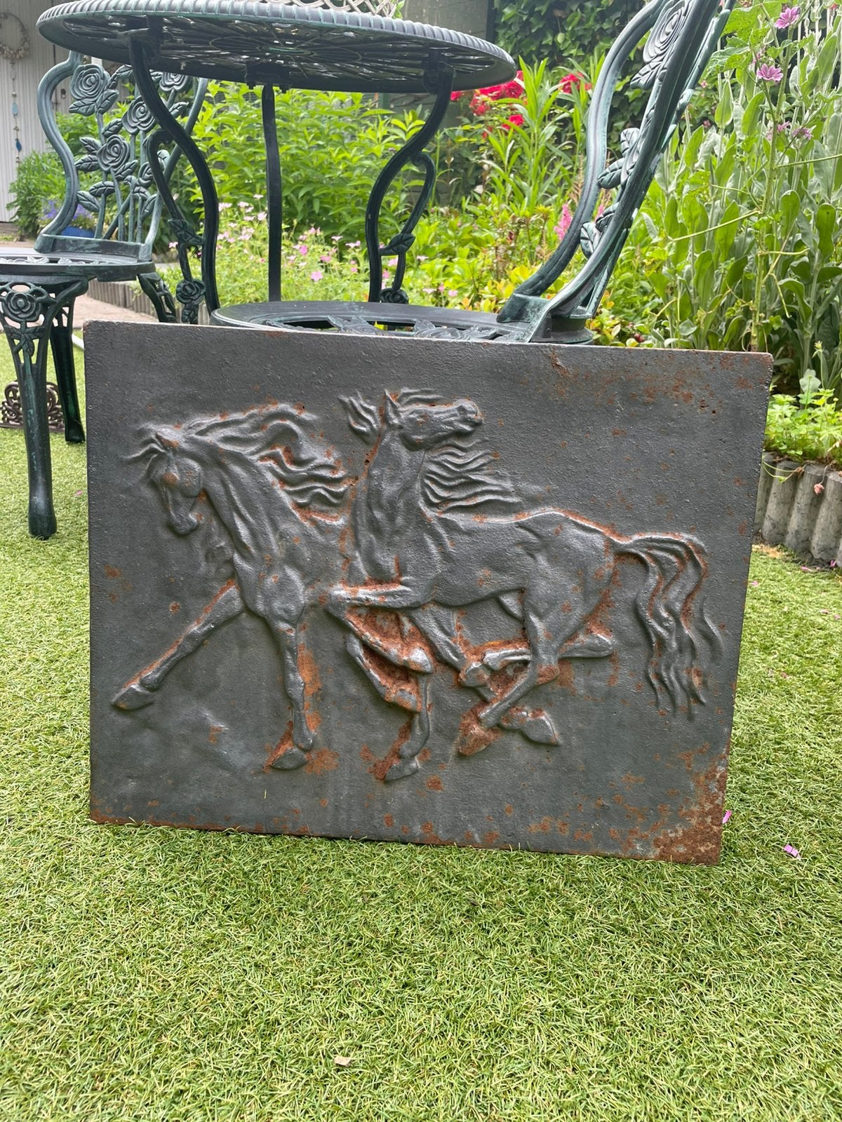 Gietijzeren “schilderij “ paarden! 50 cm bij 40 cm, Ophalen