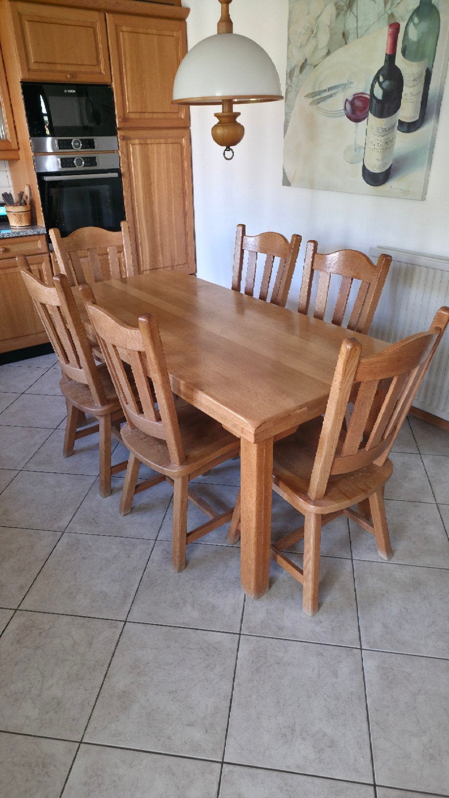 Complete eiken meubelset: tafels, stoelen, kasten, tv-meubel, Ophalen, Gebruikt