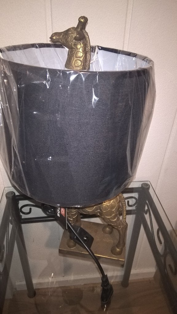 NIEUW TAFELLAMP GIRAF GOUD GOODS LAMPENKAP ZWART, Goud, Nieuw, Met kap, Ophalen