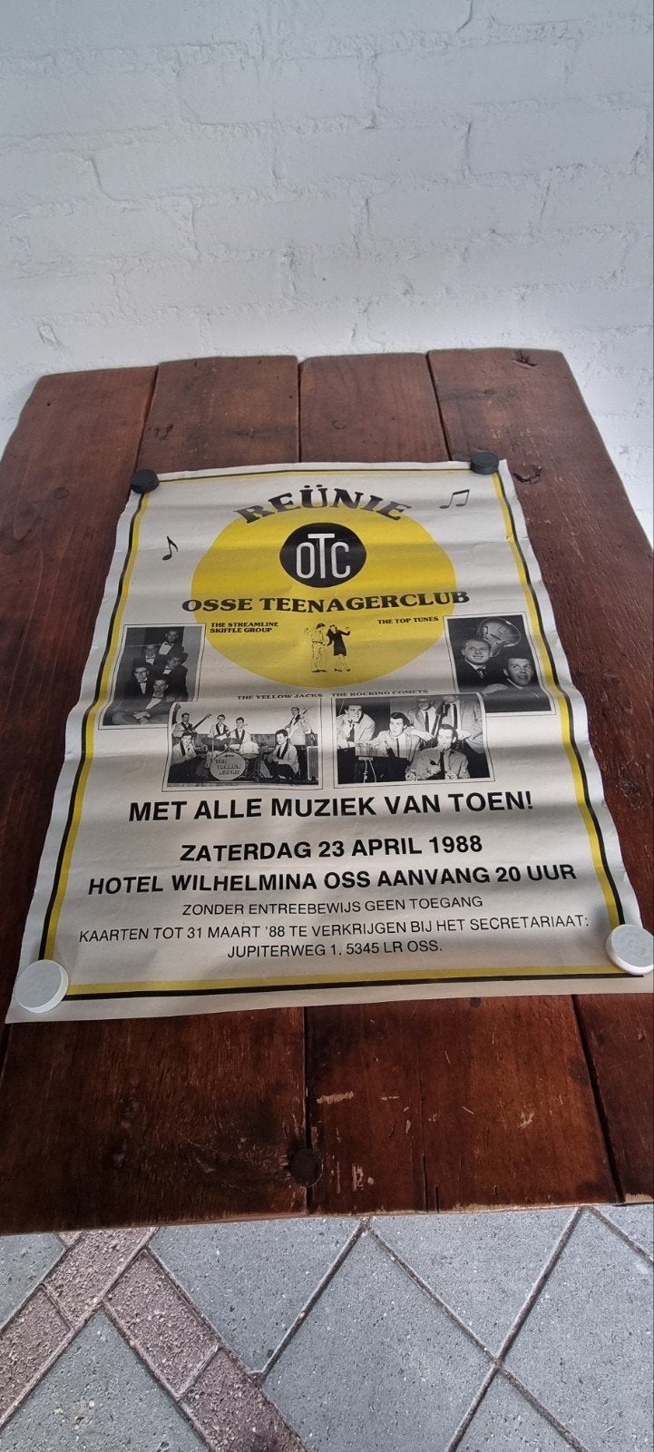 Poster reünie OTC OsseTeanagerclub jaren 80 Hotel Wilhelmina, Verzamelen, Ophalen, Gebruikt, Deurposter of groter, Rechthoekig Liggend