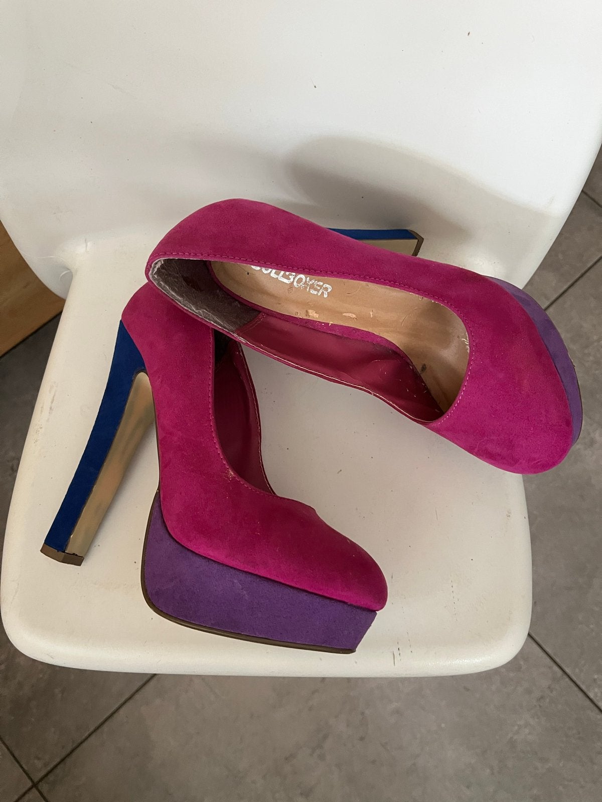 Fuchsia/Paarse Plateau Pumps - Maat 37, Kleding | Dames, Ophalen of Verzenden, Gedragen, Roze, Pumps