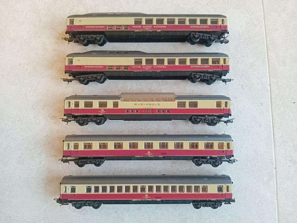 H0#482 Lima Rheingold, 5 rijtuigen., Gebruikt, Gelijkstroom, Wagon, Ophalen of Verzenden