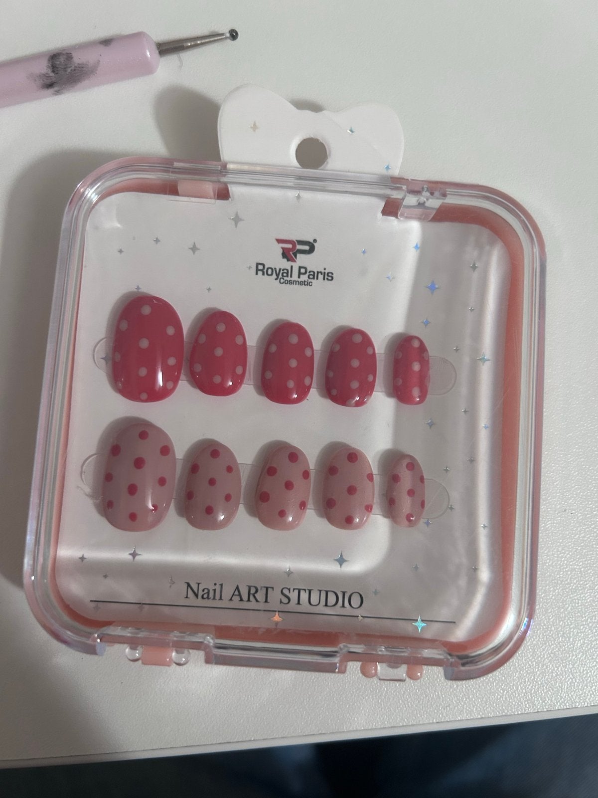 Leuke roze nepnagels met stippen - Royal Paris Cosmetic, Ophalen, Nieuw, Overige typen