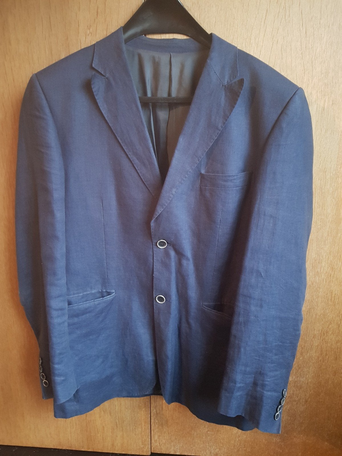 Stijlvol blauw linnen colbert/blazer – maat 52 (L), Ophalen of Verzenden, Zo goed als nieuw, Maat 52/54 (L), Blauw