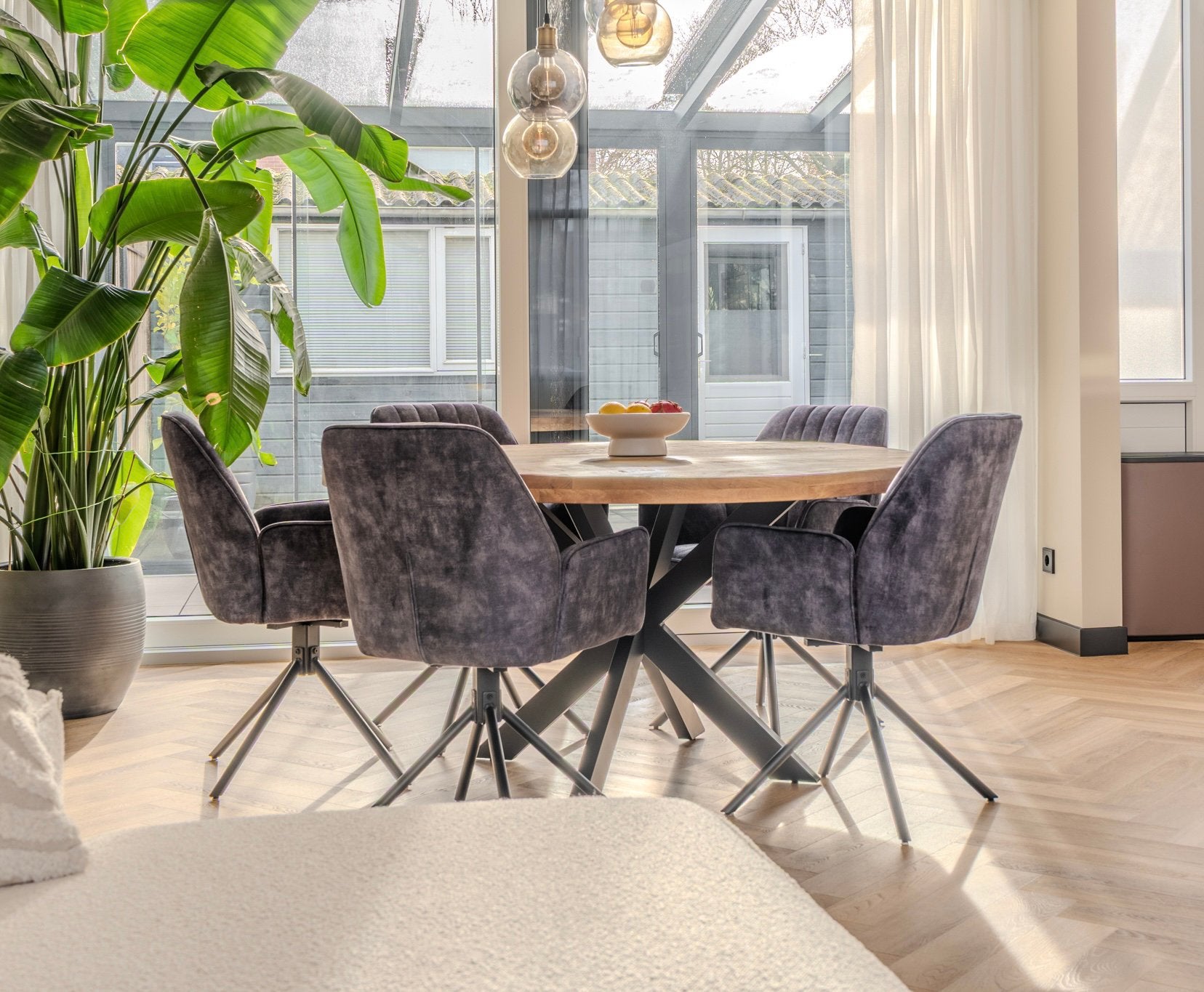 5 Luxe Antraciet Eetkamerstoelen 360 Draaibaar – Z.G.A.N !, Ophalen, Overige kleuren, Zo goed als nieuw, Vijf, Zes of meer stoelen