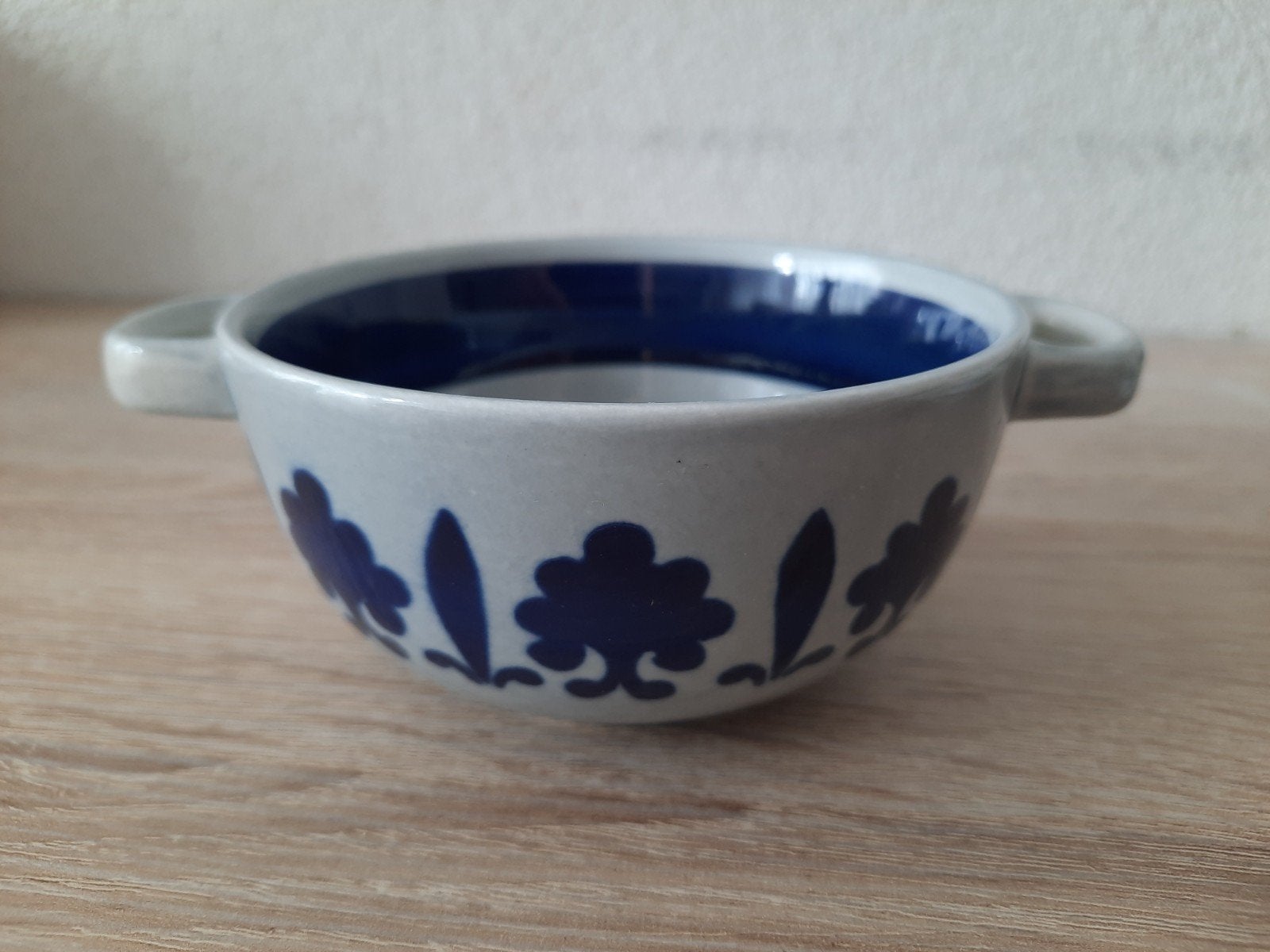 Vintage Boch La Louvière soepkom met handvatten, Ophalen of Verzenden