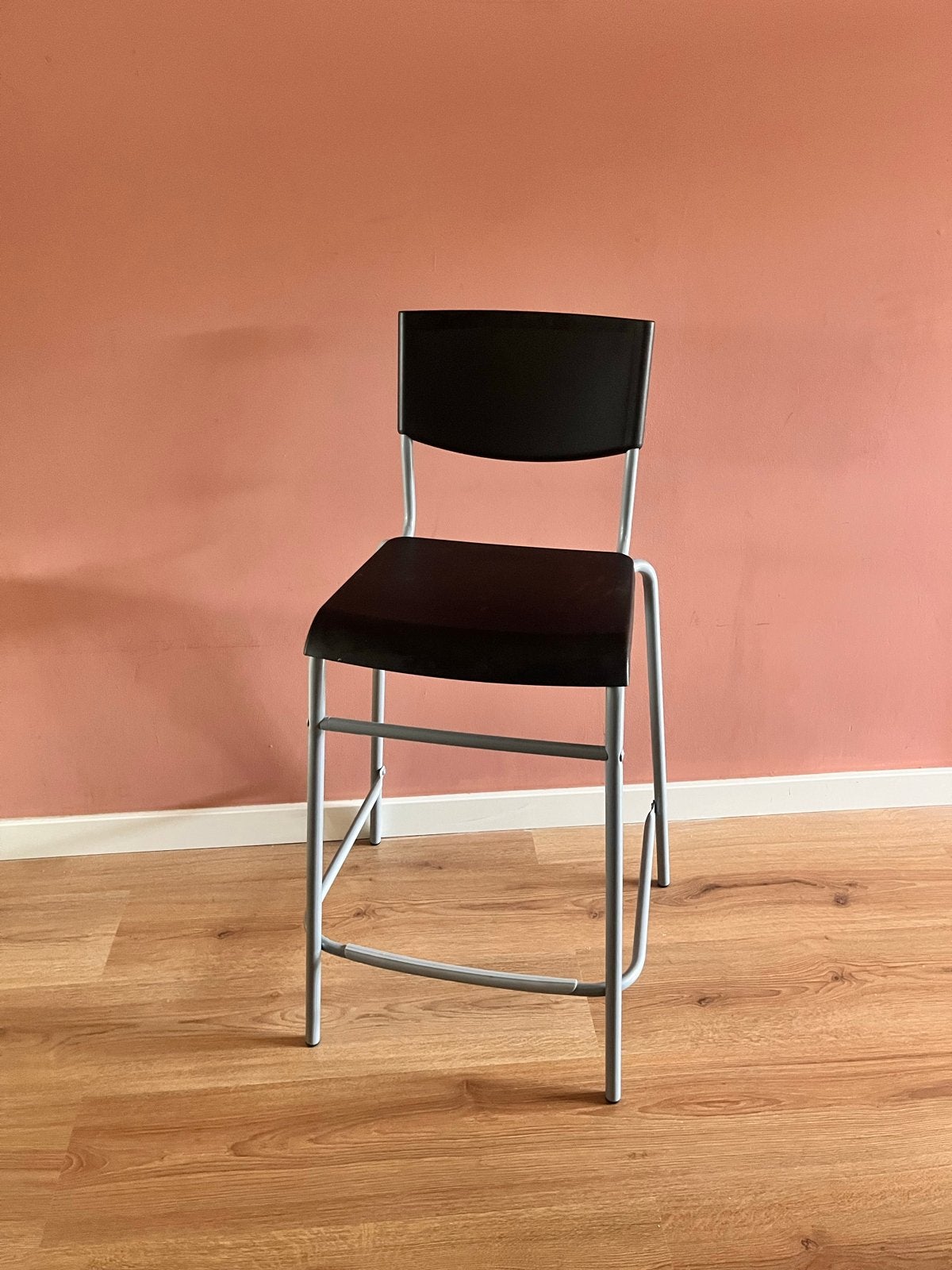 IKEA Stig Hoge Stoel - Zwart/Grijs, Ophalen, Kunststof, Gebruikt, Zwart
