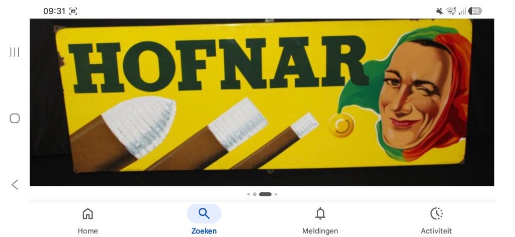 Emaille reclamebord hofnar gezocht, Ophalen, Gebruikt, Reclamebord