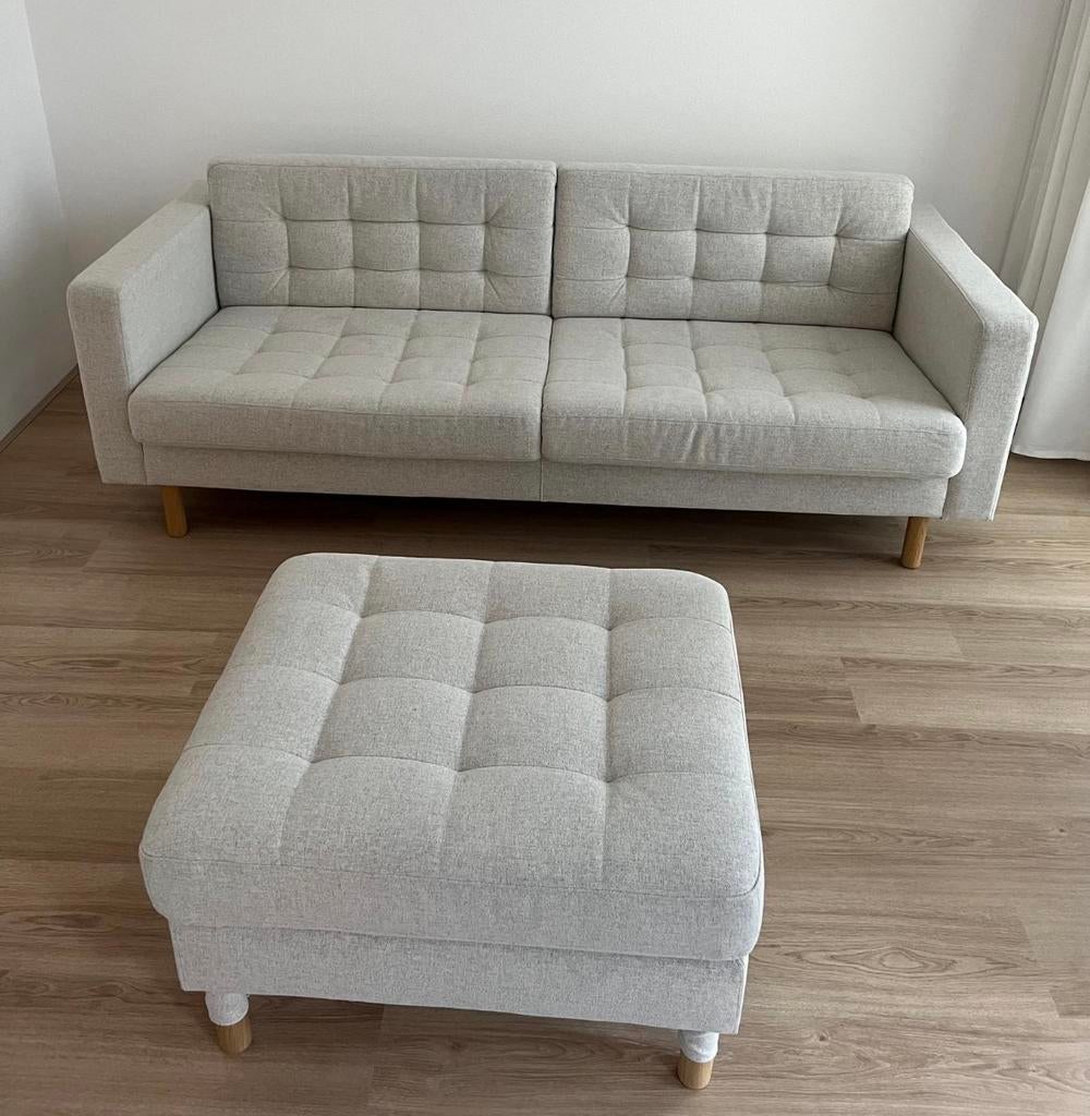 Beige Landskrona 3 zits bank IKEA, Huis en Inrichting, Banken | Sofa's en Chaises Longues, Ophalen, Zo goed als nieuw, 75 tot 100 cm