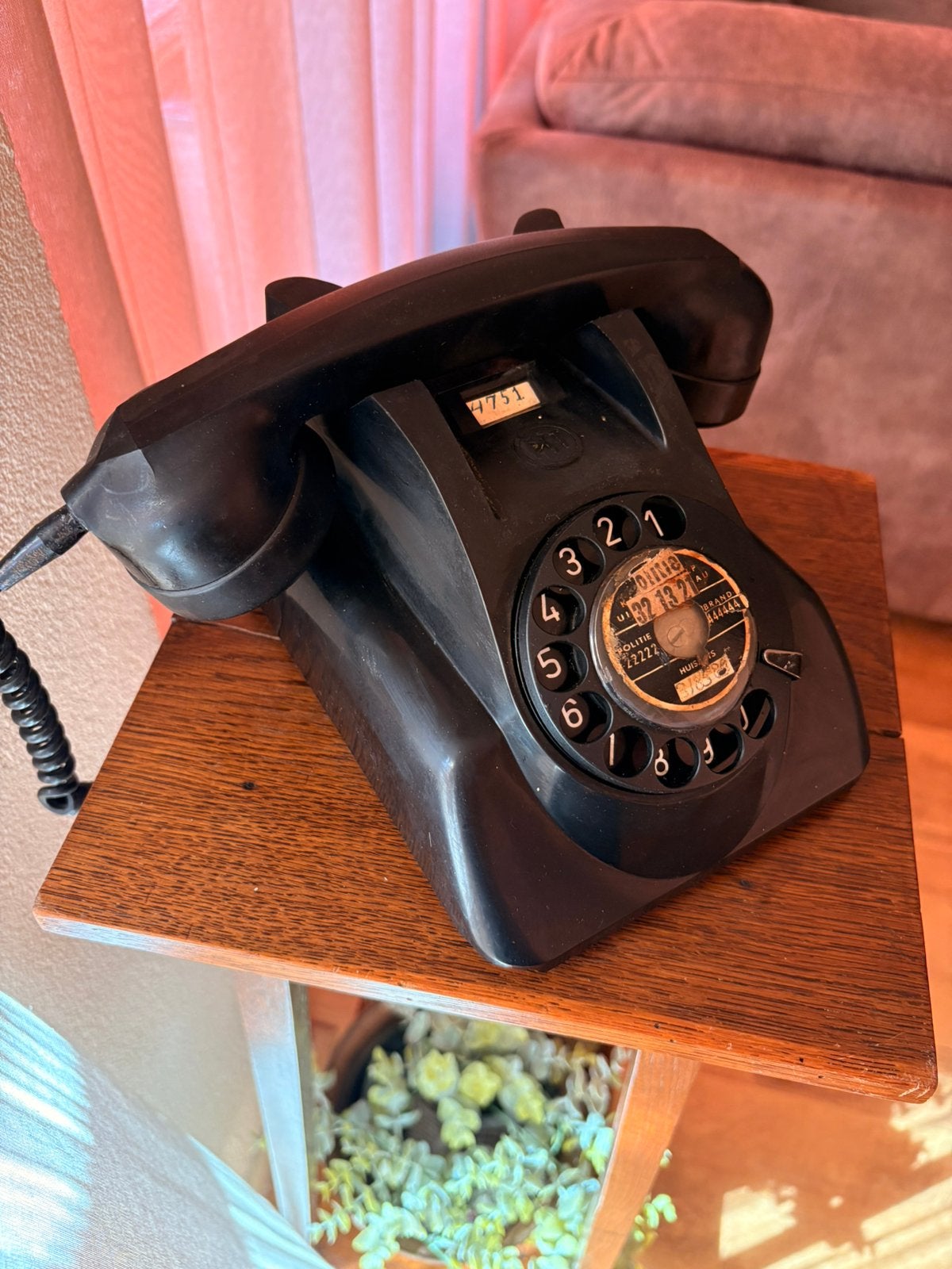 Origineel Bakelieten PTT Tafeltoestel – Heemaf Type 1955, Ophalen of Verzenden, Gebruikt, Met draaischijf