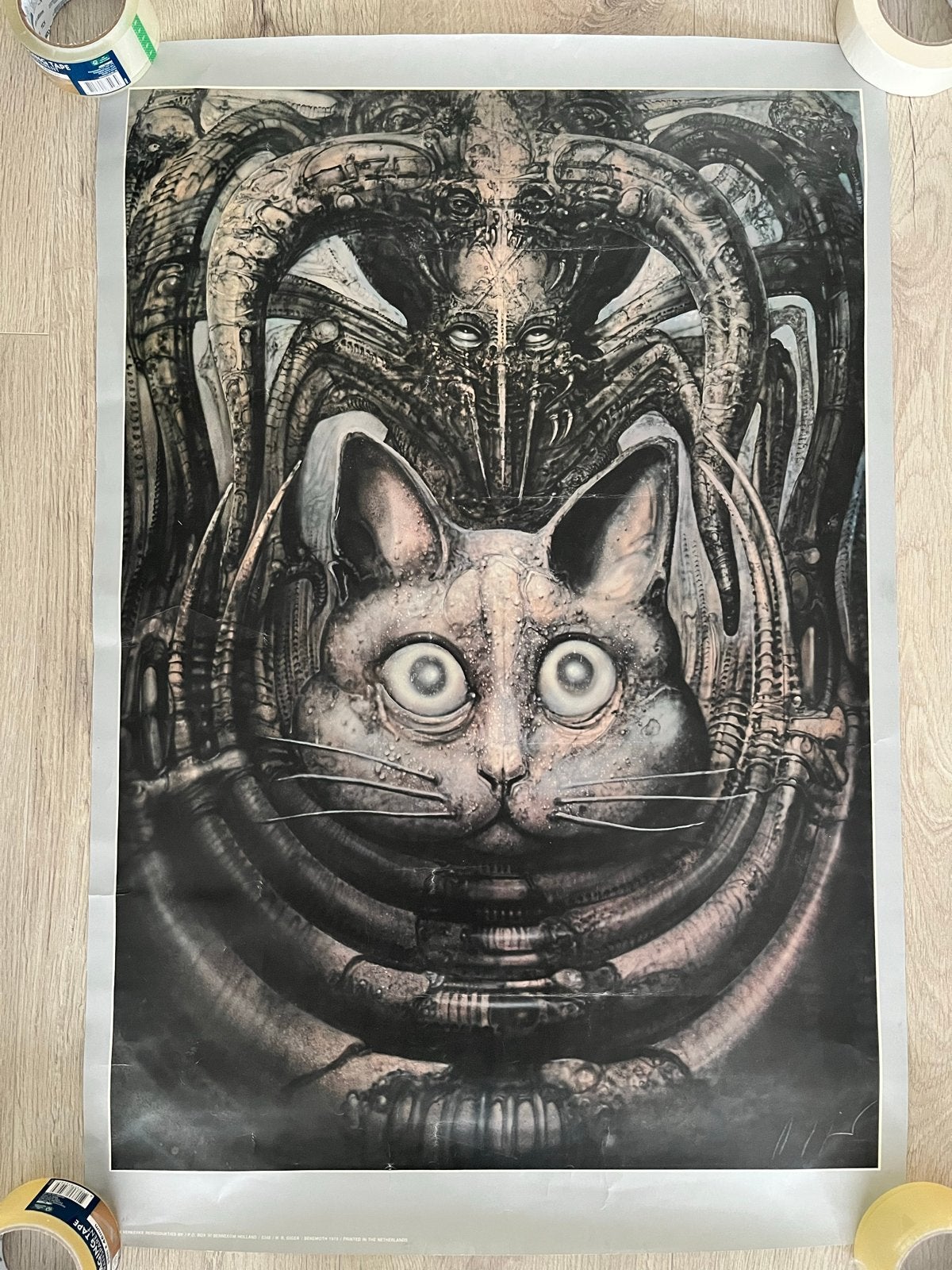 HR Giger Poster 'Behemoth' 1975, gesigneerd, 61 x 92 cm, Gebruikt, Verzenden, Foto of Poster, 75 – 100