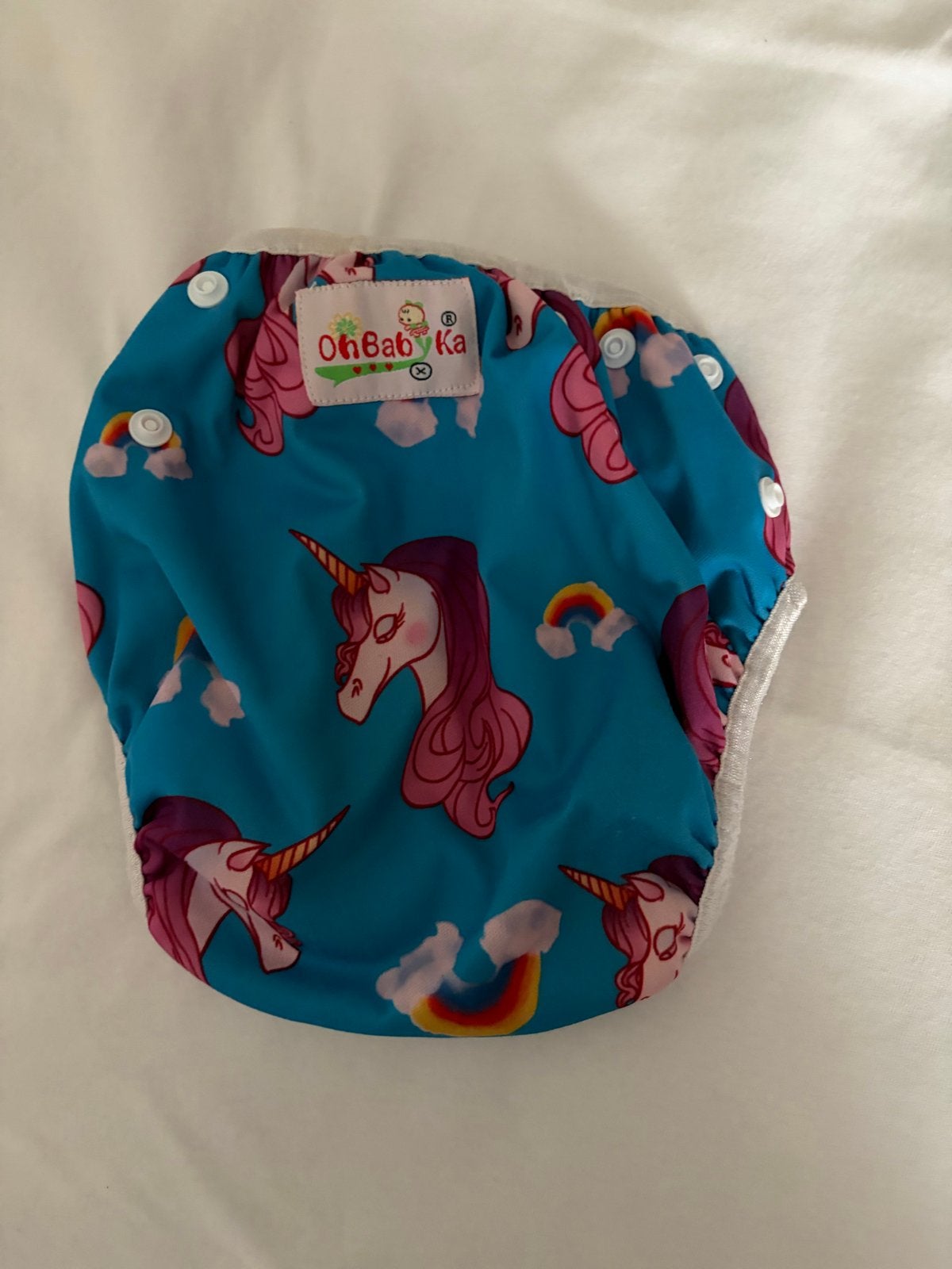 OhBabyKa Wasbare Luier met Eenhoorn Print, Ophalen of Verzenden, Gebruikt