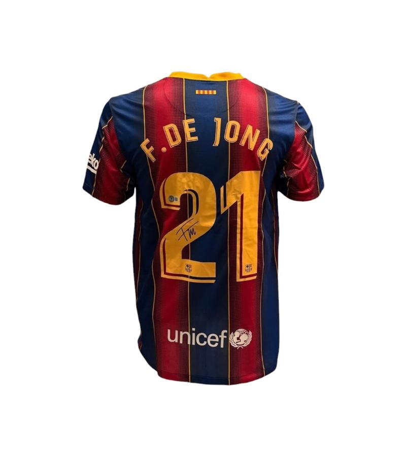 Frenkie de Jong FC Barcelona 20/21 gesigneerd thuis shirt, Verzamelen, Sportartikelen en Voetbal, Buitenlandse clubs, Soccersignings.nl