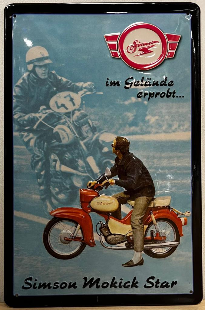 Simson Mokick Brommer relief reclamebord van metaal deco