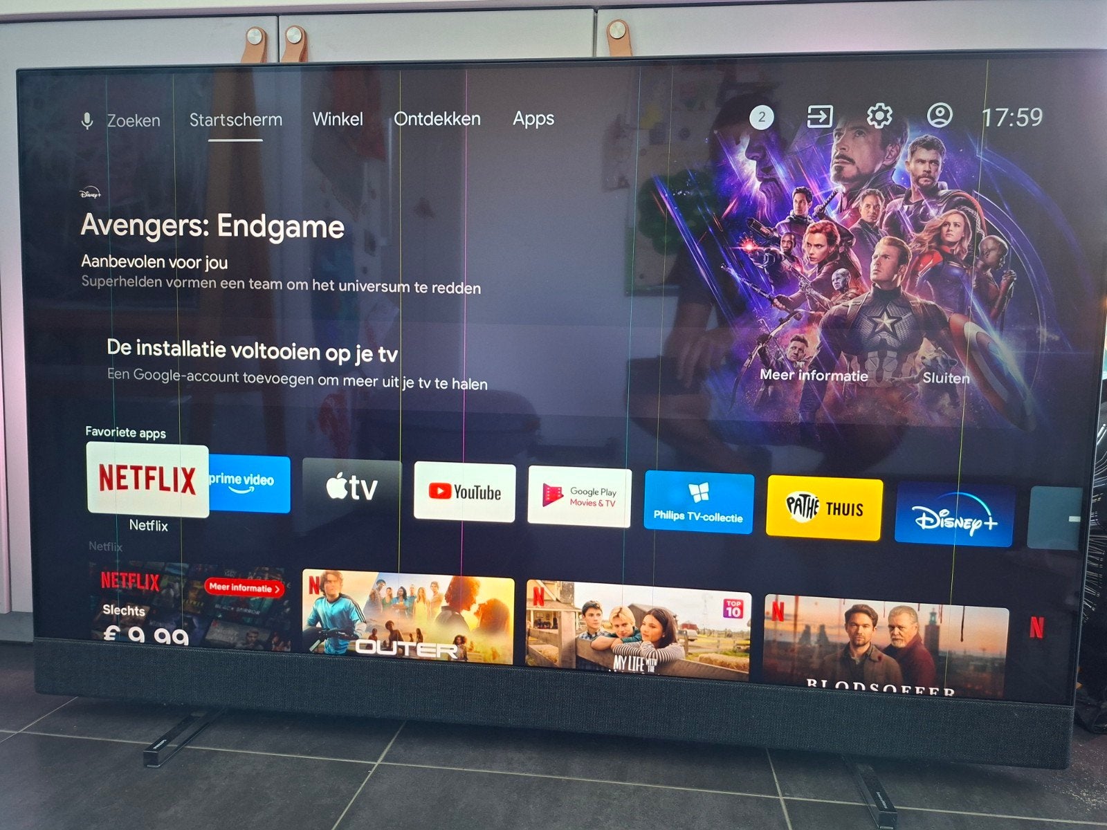 Philips 55PUS8804/12 Ambilight Android TV - strepen in beel, Ophalen, Philips, 100 Hz, 100 cm of meer