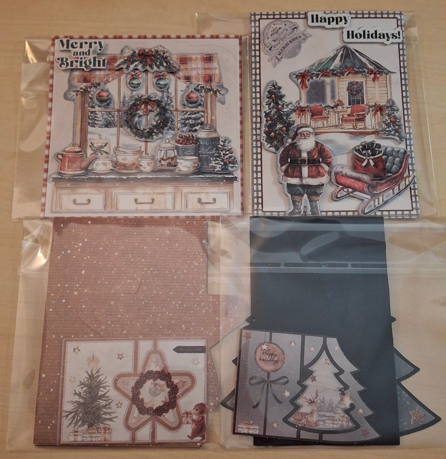 Handgemaakte Kerstkaarten - Set van 4, Ophalen of Verzenden, Nieuw, Kerst