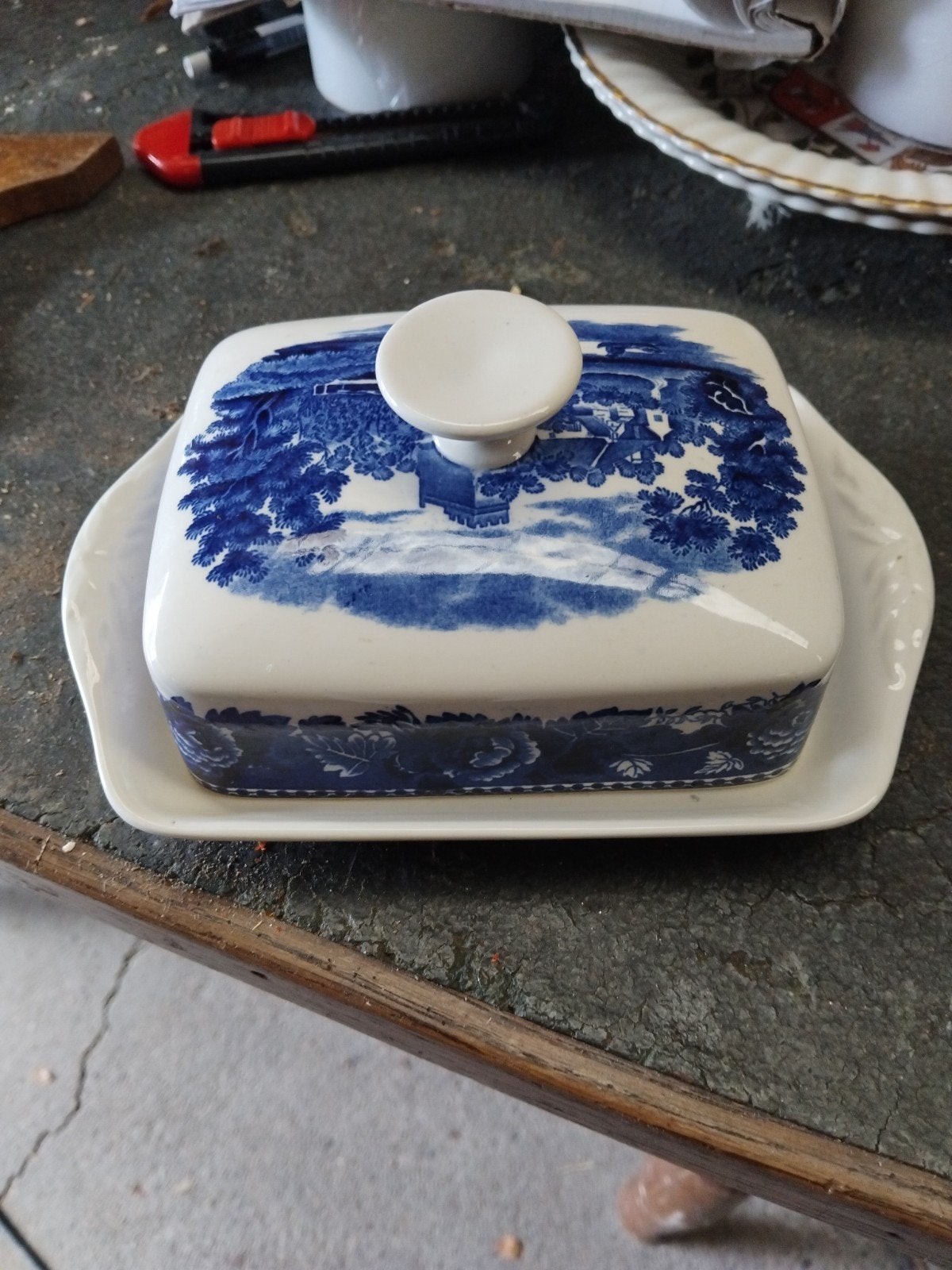 Wedgwood botervloot, dec. landscape, Antiek en Kunst, Ophalen of Verzenden