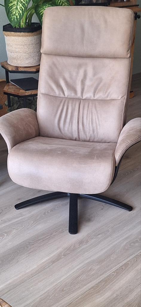 RELAX FAUTEUIL ZAND KLEUR ZWARTE ZIJKANTEN., Ophalen, Zo goed als nieuw, 50 tot 75 cm