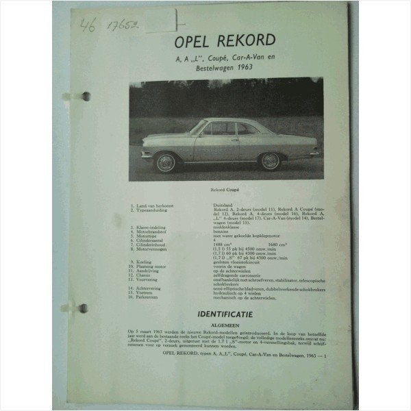 Opel Rekord A Vraagbaak losbladig 1963 #3 Nederlands, Boeken, Auto's | Boeken, Ophalen of Verzenden, Gelezen, Opel
