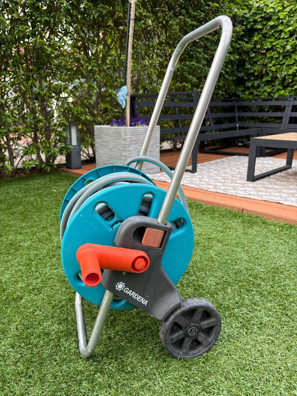 Gardena slanghaspel met 20 meter tuinslang, Ophalen of Verzenden, Gebruikt, Tuinslanghaspel