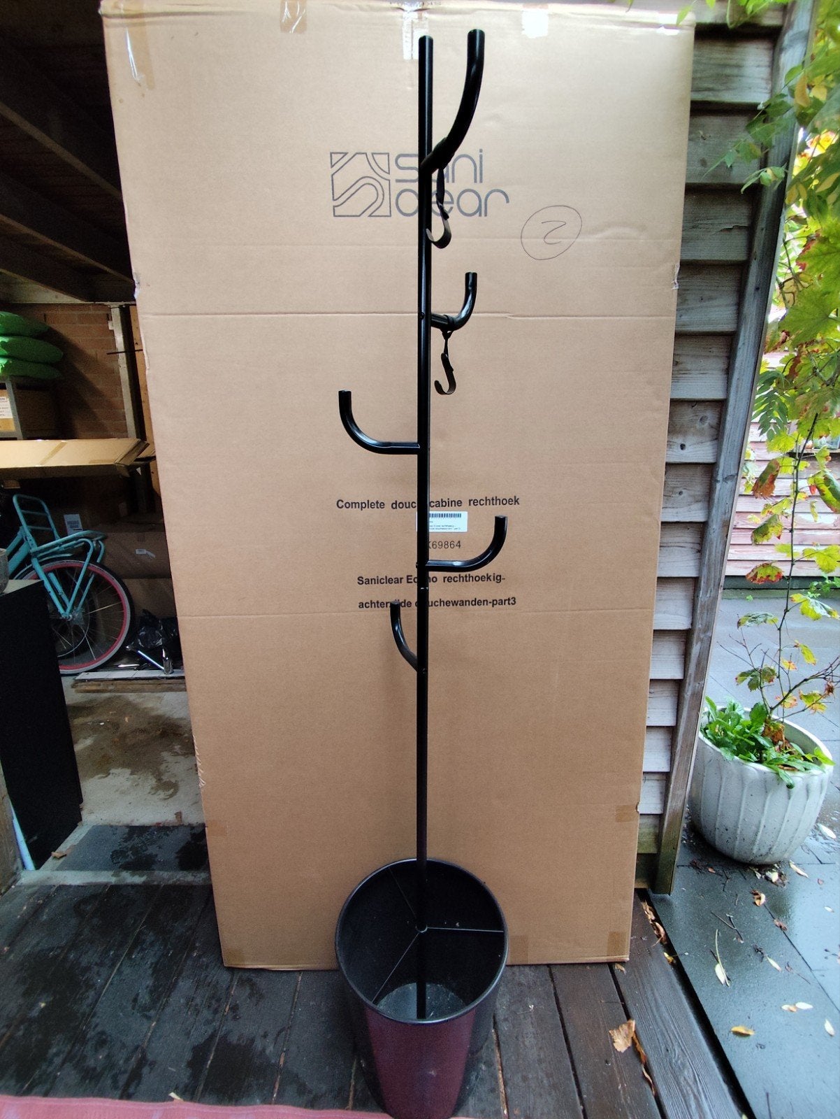 Ikea ÄLGANÄS staande kapstok, zwart, 173x33 cm, Ophalen, Zo goed als nieuw, Metaal, Staande kapstok