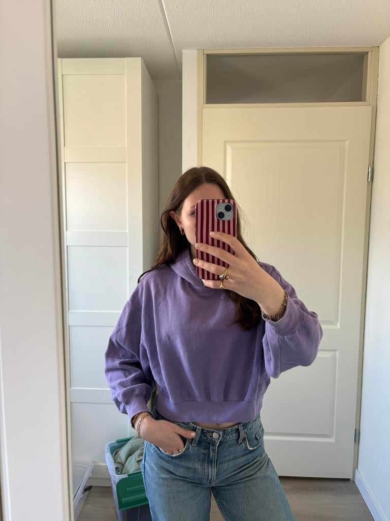Cropped Hoodie, Ophalen of Verzenden, Zo goed als nieuw, Maat 36 (S), Paars