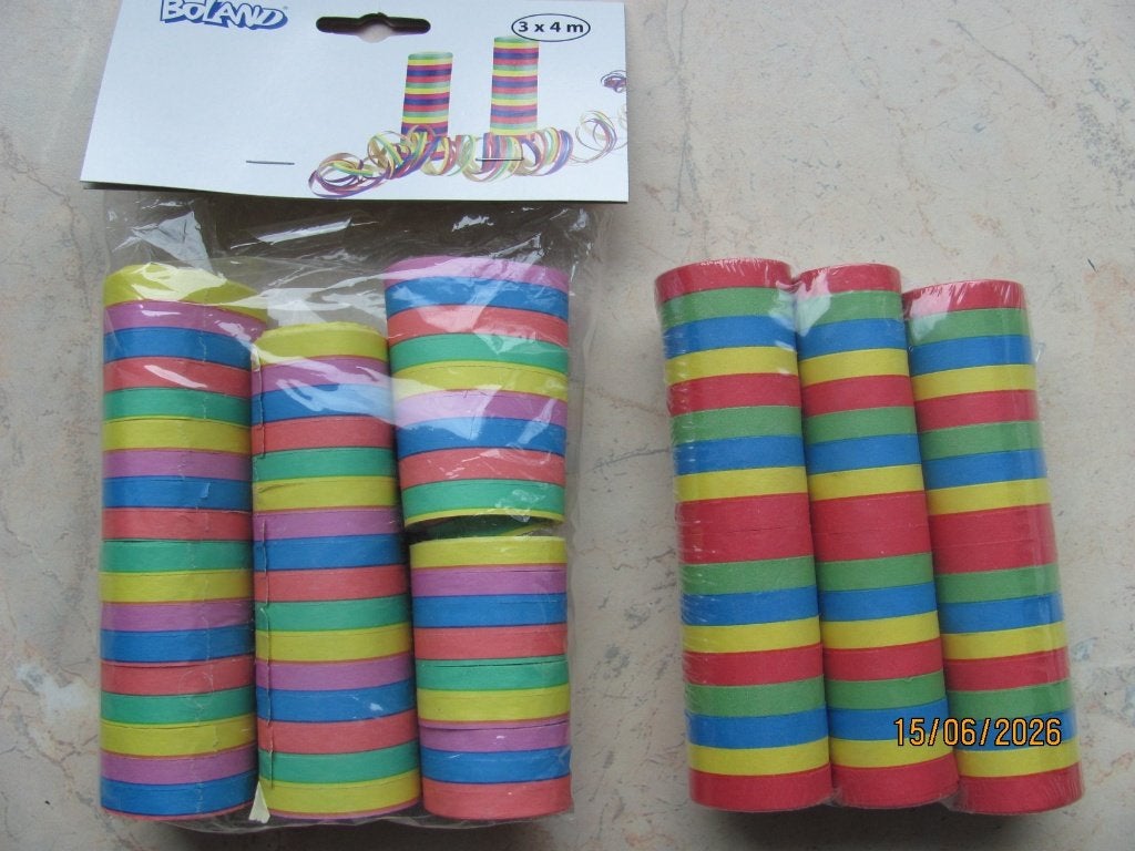 NIEUW 2x papier SERPENTINE multicolour FEEST Boland Carnaval, Hobby en Vrije tijd, Ophalen of Verzenden, Nieuw, Versiering, Carnaval