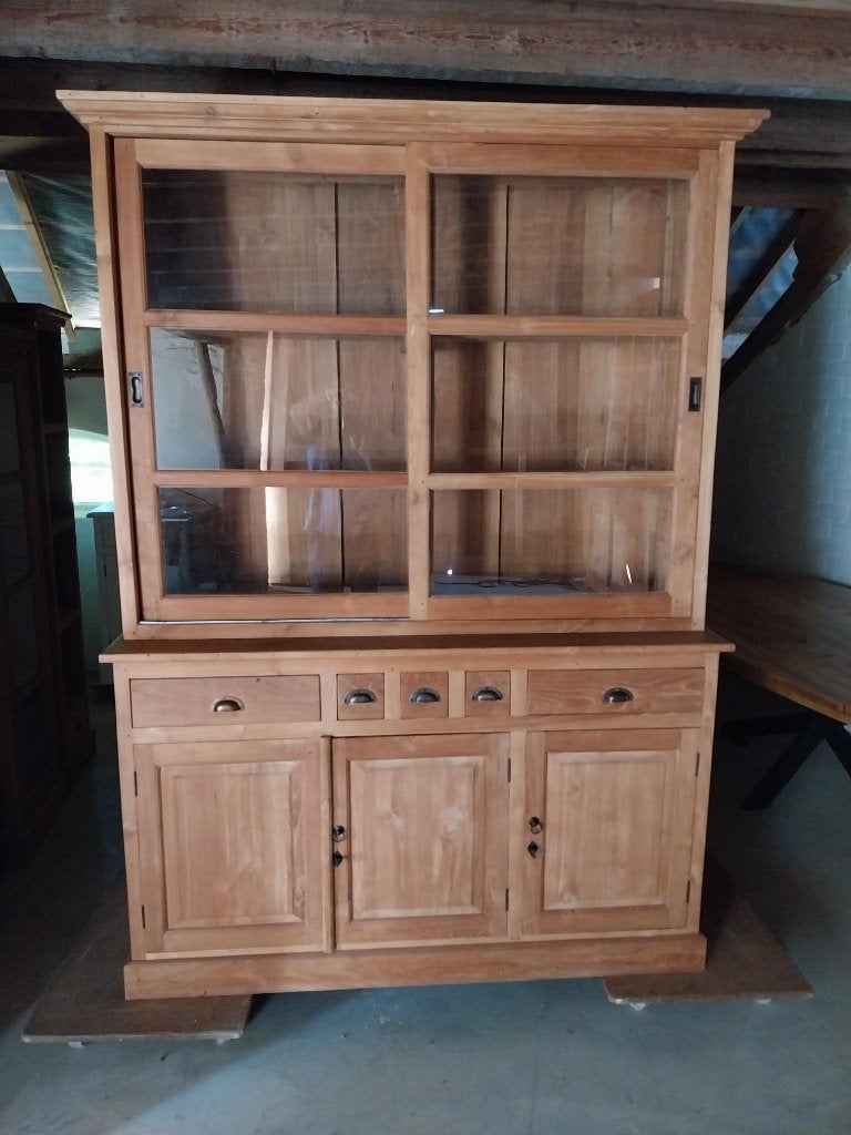 Showroommodel Teak Buffetkast 160 cm, Ophalen, Met deur(en), 200 cm of meer, Glas