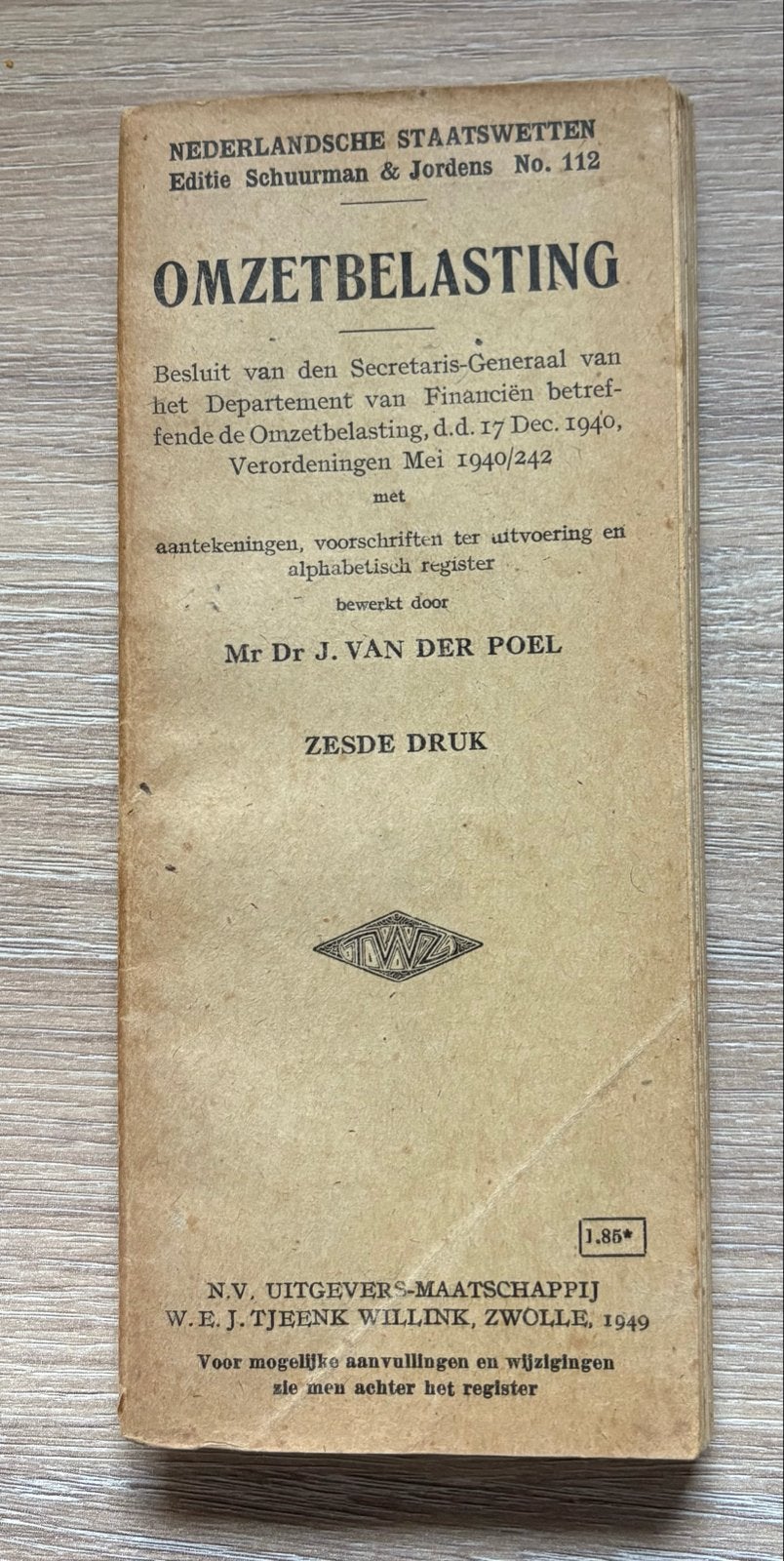 Omzetbelasting 1940 - Dr. J. van der Poel (Zesde Druk), Ophalen of Verzenden