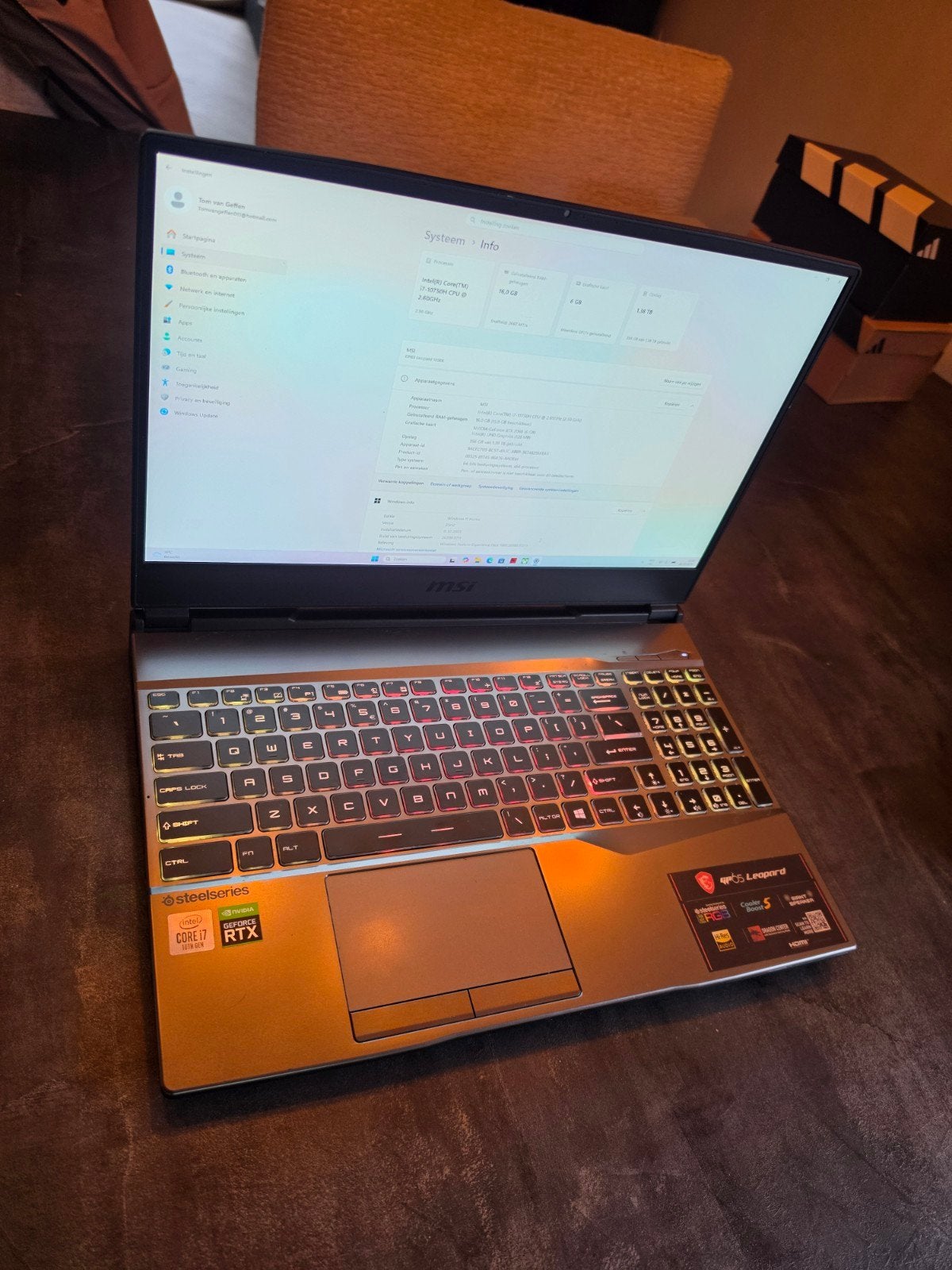 MSI GP65 Leopard Gaming Laptop - Intel i7, RTX 2060, 2 tot 3 Ghz, Gaming, HDD, 16 GB