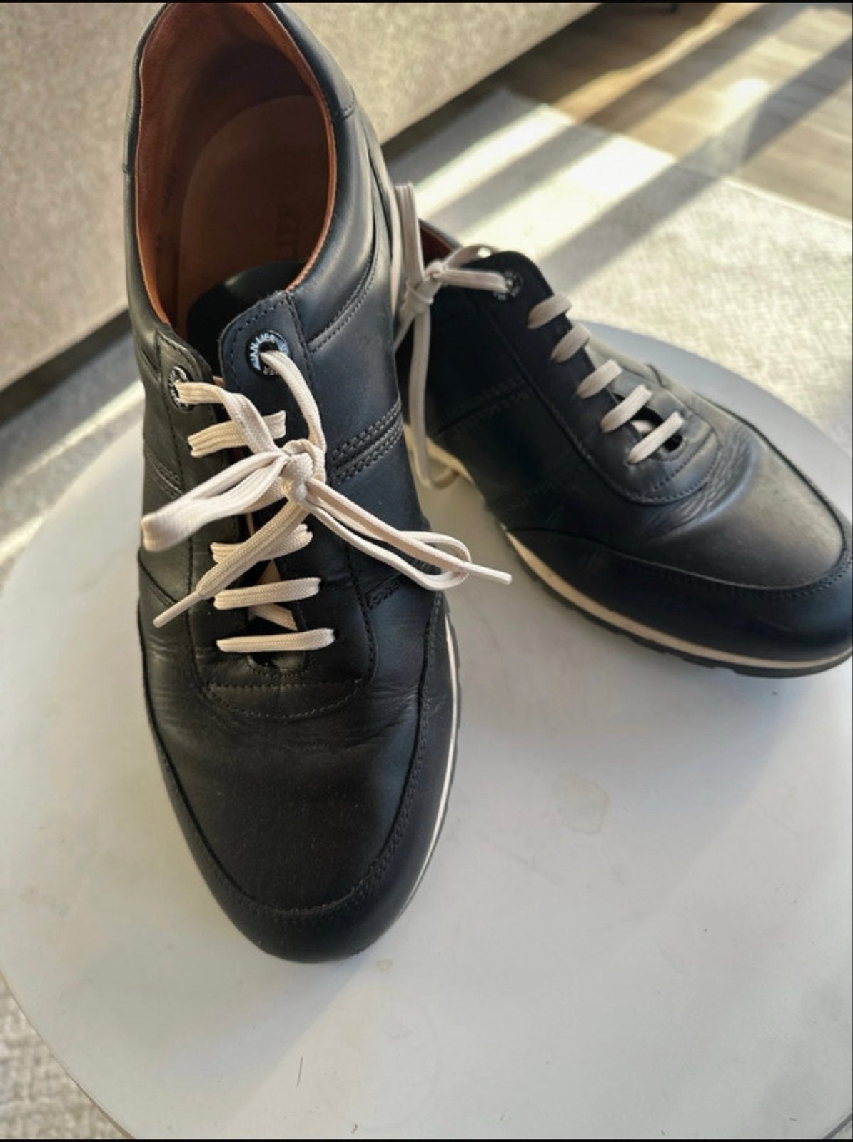 Van Lier sneakers - Zwart leer - Maat 43, Ophalen of Verzenden, Zo goed als nieuw, Zwart, Sneakers of Gympen