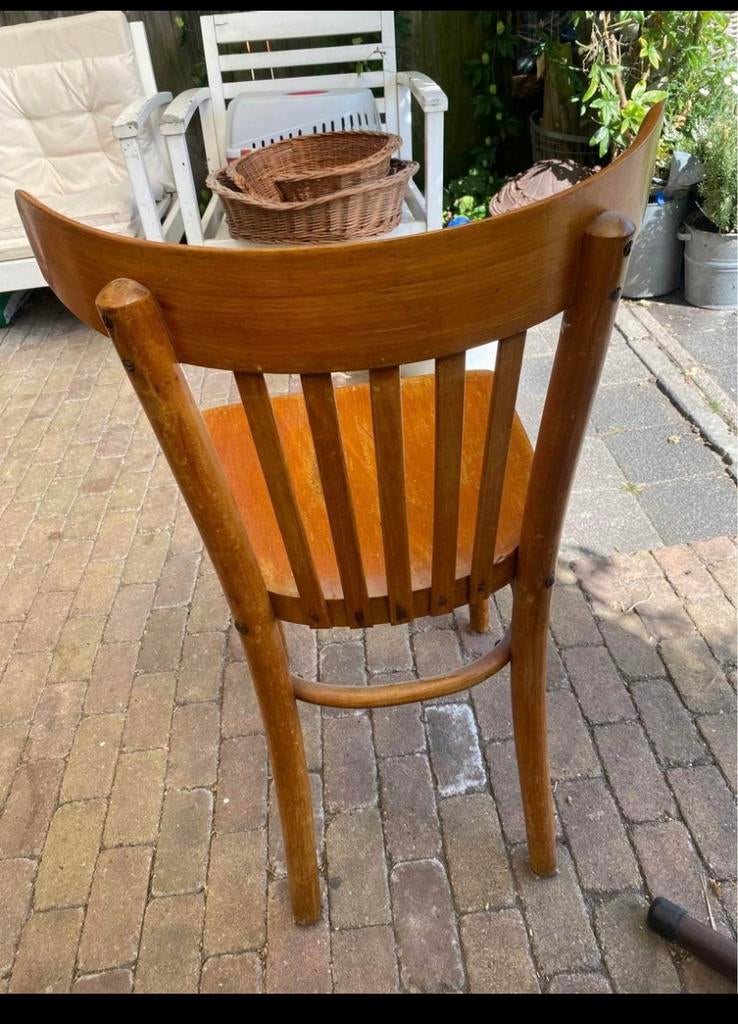 Vintage houten bistro stoel - Brocante stijl, Ophalen of Verzenden