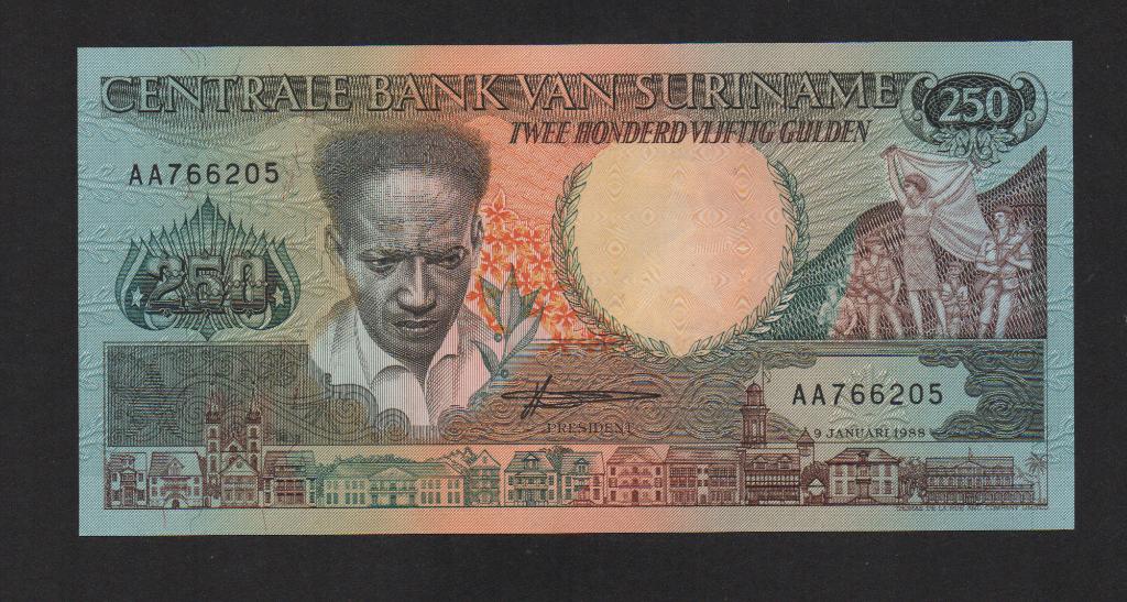 250 Gulden Bankbiljet 1988 Suriname UNC, Postzegels en Munten, Bankbiljetten | Amerika, Ophalen of Verzenden, Zuid-Amerika, Los biljet