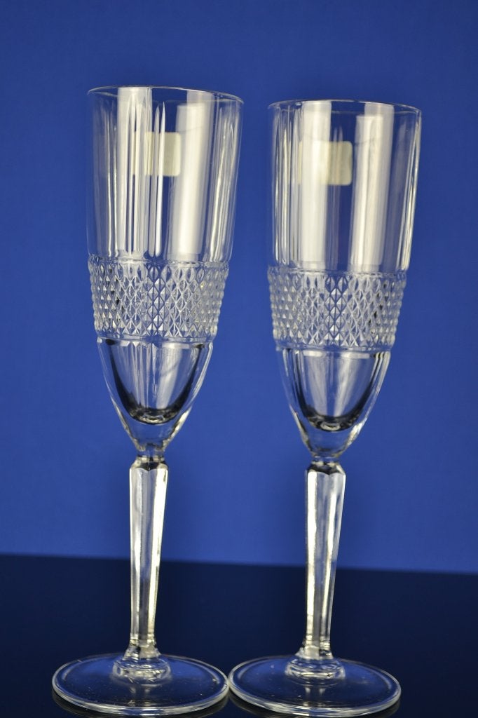 Luxe campagne glazen helder kristal 2 stuks, Mvm detailhandel, Overige materialen, Pjmink@casema.nl, Nieuw