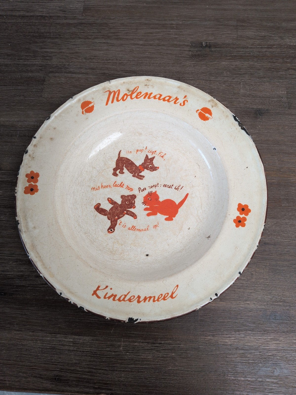 Vintage Molenaar's Kindermeel emaille bord, Antiek en Kunst, Ophalen of Verzenden