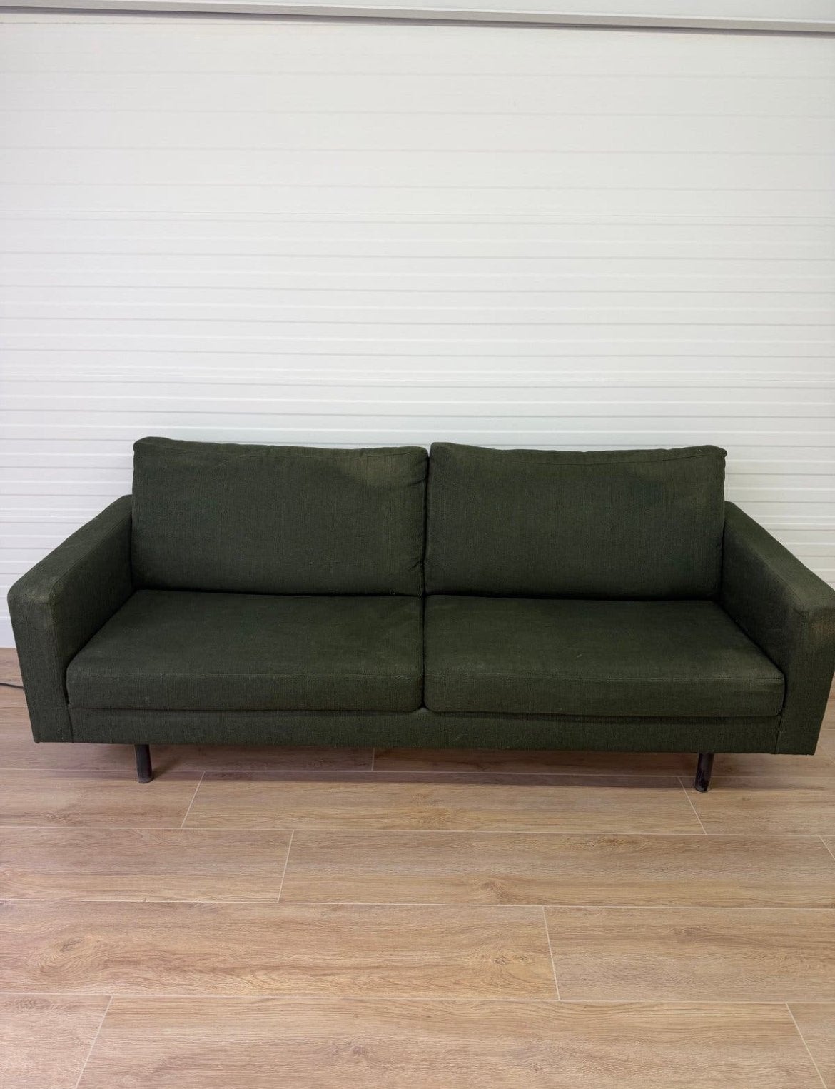 Groene tweezitsbank - 210x85cm, Gebruikt, Tweepersoons, 75 tot 100 cm, Ophalen of Verzenden