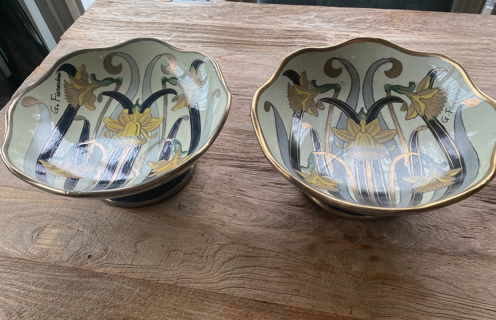 Italiaanse keramische schalen,art nouveau van G. Fieravino,, Antiek en Kunst, Ophalen of Verzenden