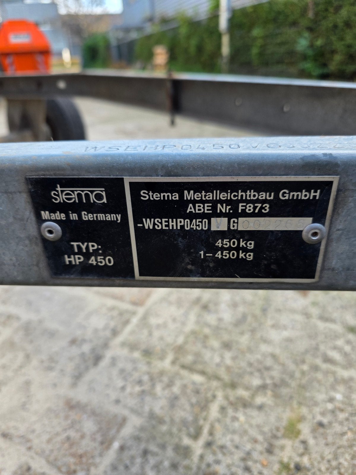Onderstel bagage aanhanger Stema HP 450 - 450kg, Ophalen, Gebruikt