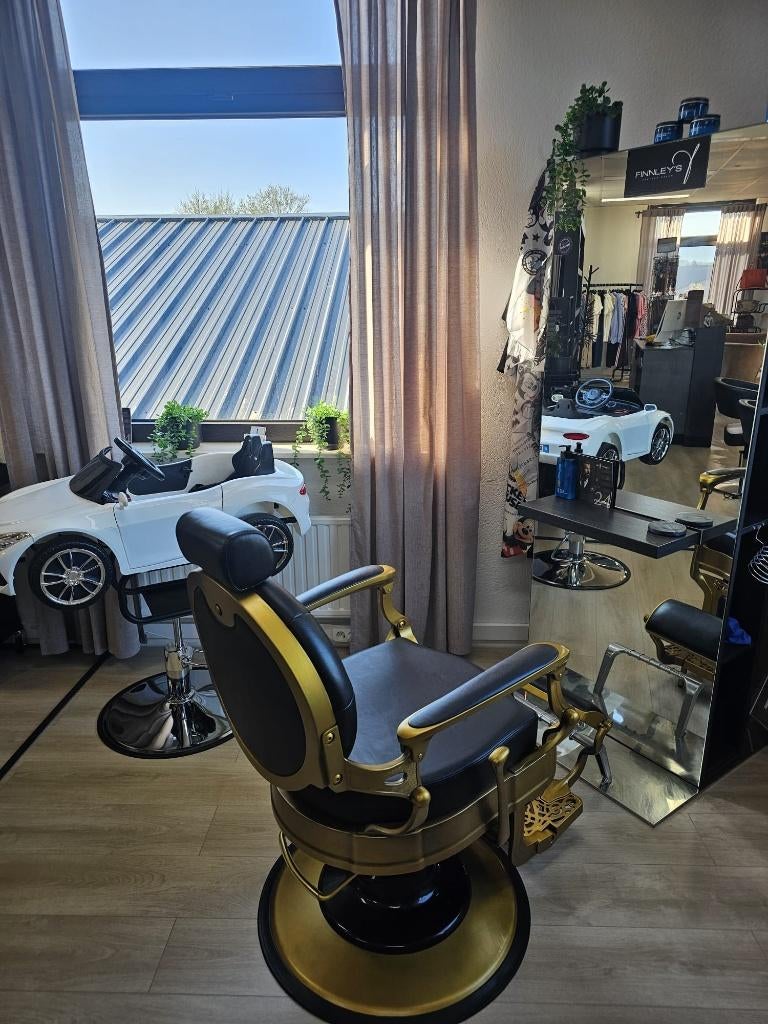 Mirplay Barber stoel kleur  zwart goud, Ophalen, Zwart, Zo goed als nieuw, Barbier