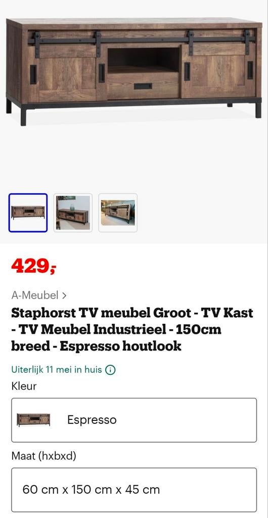 Staphorst tv-meubel, Huis en Inrichting, Kasten | Televisiemeubels, Ophalen, 150 tot 200 cm, Zo goed als nieuw, Minder dan 100 cm