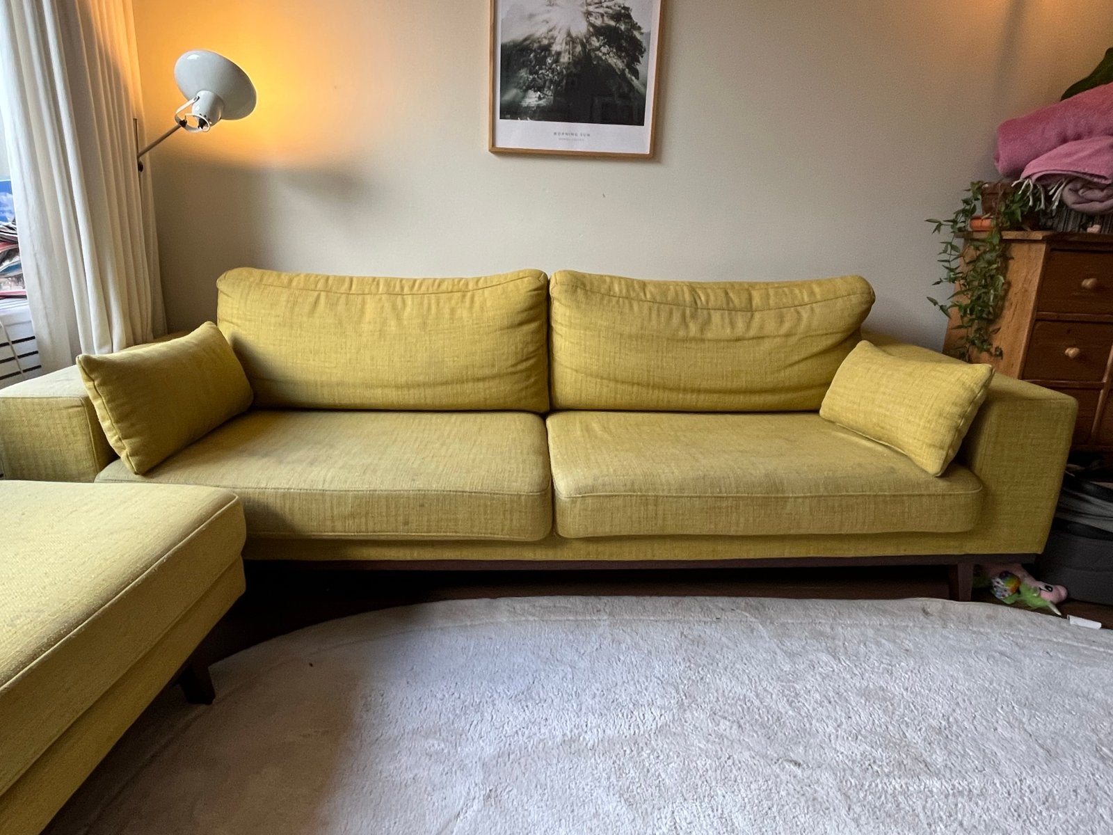 3-zits bank Torino - Geel gemêleerd, Ophalen, Gebruikt, Driepersoons, 75 tot 100 cm