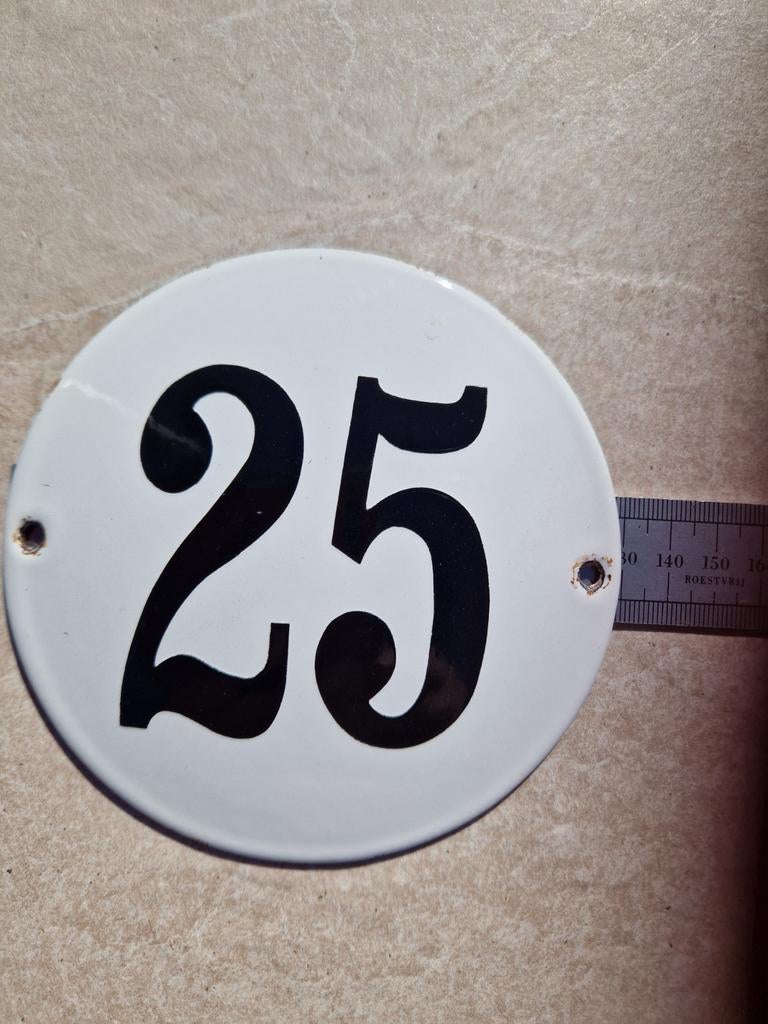Prachtig mooie vintage huisnummer 25, Antiek en Kunst, Antiek | Emaille, Ophalen of Verzenden