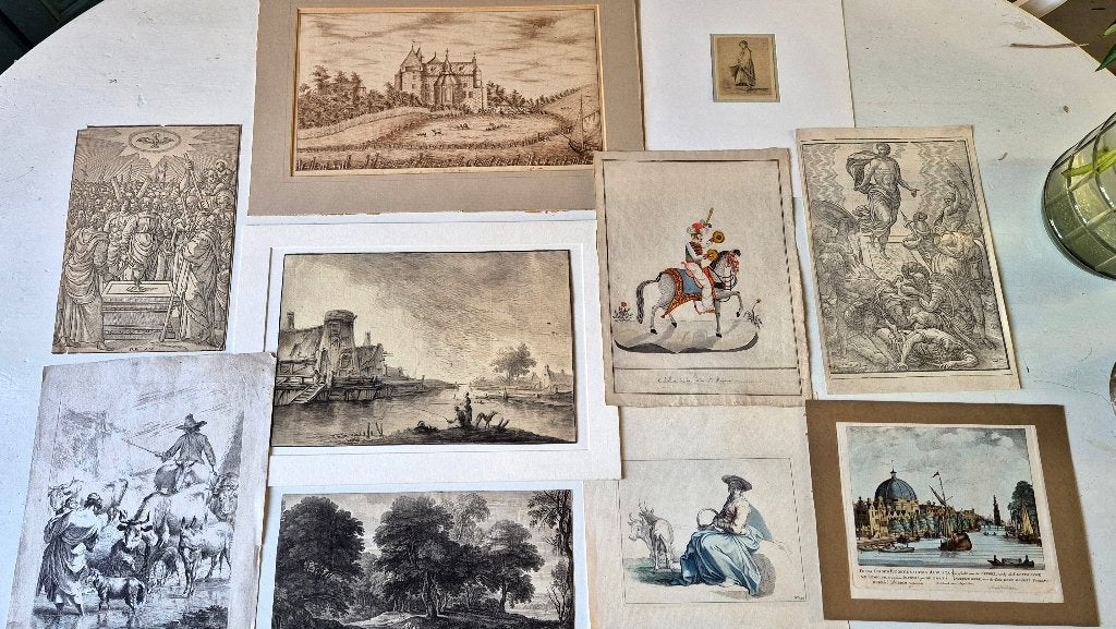 Collectie tekeningen, gravures, houtsneden 16e-17e-18e eeuw, 1600 - 1699, Gravure, Landschap, Met tekst