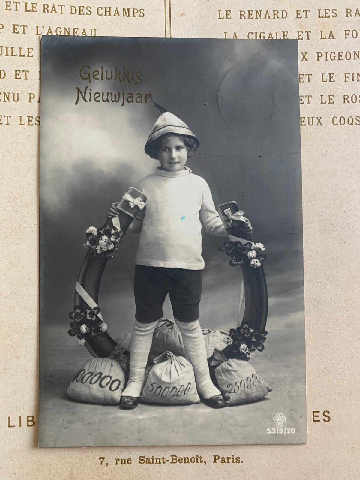 1914 Gelukkig Nieuwjaar - hoefijzer, klaver 4, geld (II), Ophalen of Verzenden, Voor 1920, Gelopen, Feest(dag)